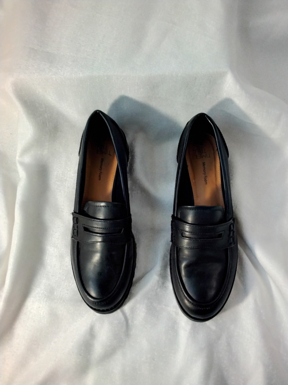 Time and Tru Black Penny Slip-On Loafers